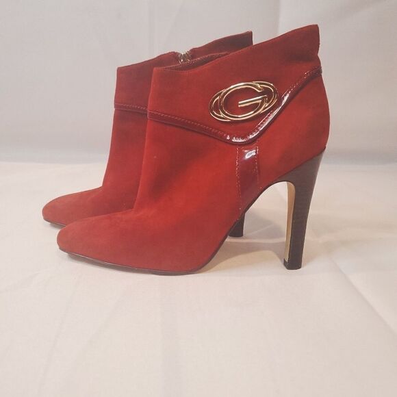 GUESS Suede Booties Burgundy Size 6M - Picture 1 of 14